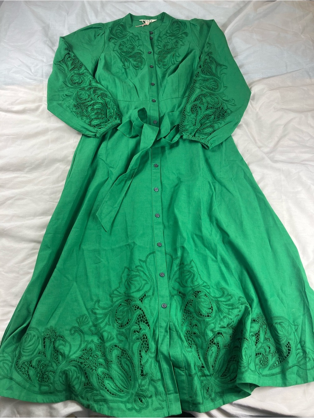 Boden Green Mae Linen Blend Shirt Dress - Picture 7 of 11
